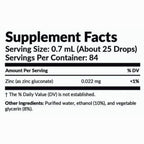 Supplement facts label with serving size and container details on a white background
