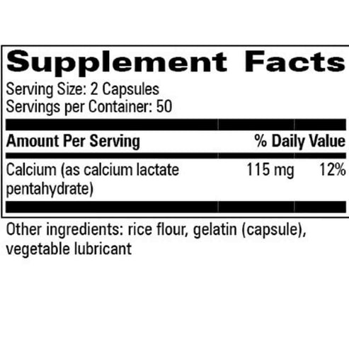 Progressive Labs Calcium Lactate 115mg 100c