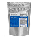 A silver stand-up pouch of Progressive Professional Creatine Powder dietary supplement, featuring a blue and white label on a plain white background.