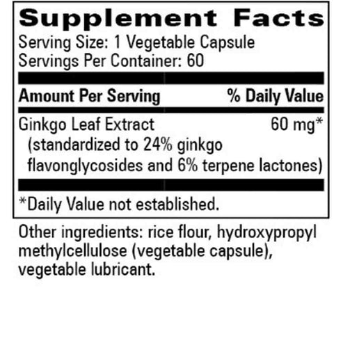 Progressive Labs Ginkgo Biloba 60mg 60c
