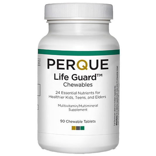 Perque Life Guard Chewables supplement bottle on a white background
