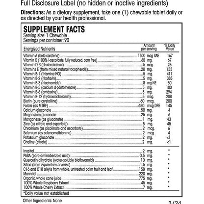 Supplement label with detailed nutritional information and directions.
