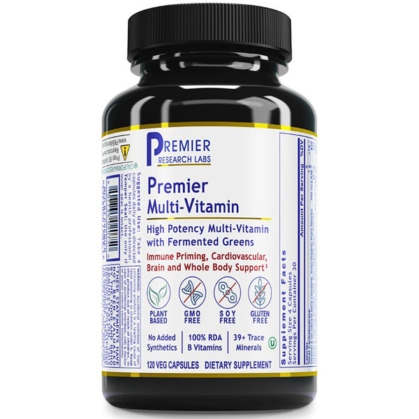 Bottle of Premier Research Labs Multi-Vitamin on a white background