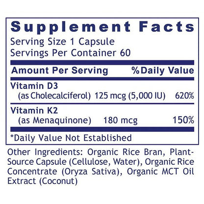 Premier Research Labs Premier Vegan D3+K2 60 plant source capsules