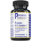 Bottle of Premier B.P. Complex dietary supplement from Premier Research Labs on a white background