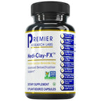 Bottle of Premier Research Labs Medi-Clay-FX dietary supplement on a white background