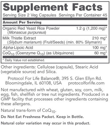 Protocol for Life Balance Red Yeast Rice Plus 600 mg 90vc