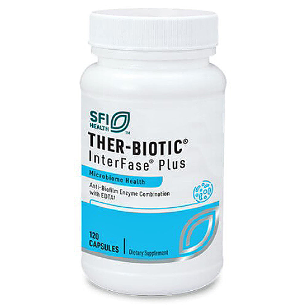 SFI Health Ther-Biotic InterFase Plus, intestinal support front label, healthy microbiome, liver detox, edta