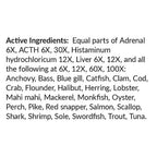 List of active ingredients with various fish names on a white background