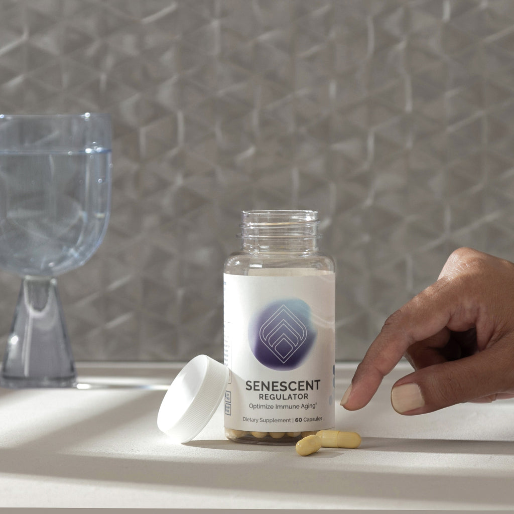 InfiniWell Senescent  process old and damaged cells parts, product label, regulator promotes health cell function