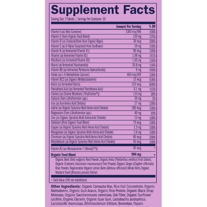 true grace prenatal multivitamin,  organic whole food sources, ingredient label, mom and baby supplement care