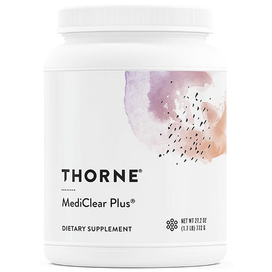Thorne MediClear Plus dietary supplement container on a white background