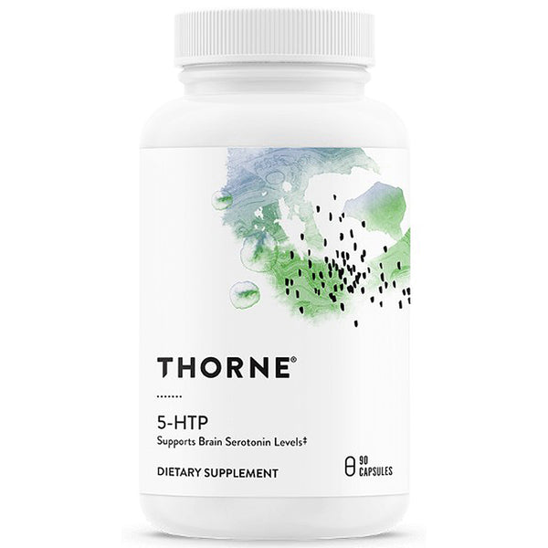 Thorne 5-HTP dietary supplement bottle on a white background