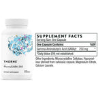 Supplement bottle with label showing supplement facts and Thorne brand name.