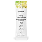 Thorne Daily Electrolytes Mango Limeade packet front label, athletic performance, cellular energy, re-hydration of cells, restore fluid balance
