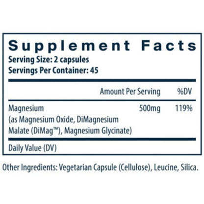 Triple mag, ingredient label, promotes neurocognitive health, emotional wellness, mild muscle cramping