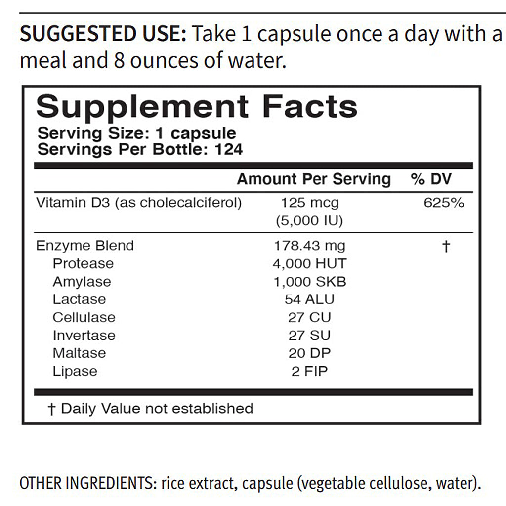 U.S. Enzymes D3-xym 124 vegetarian capsules