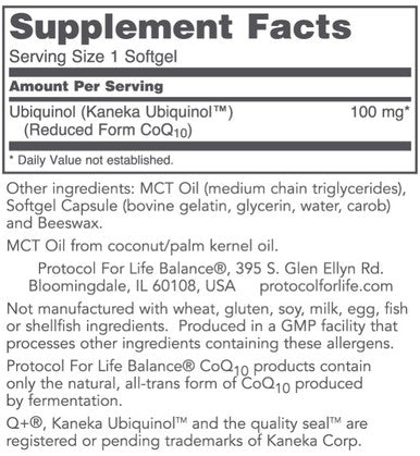 Protocol for Life Balance Ubiquinol 100mg 60sg
