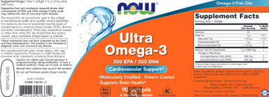 NOW Ultra Omega-3 500 EPA / 250 DHA 90sg