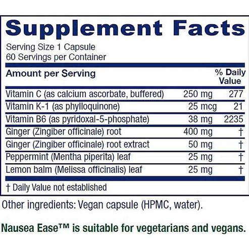 Vitanica Nausea Ease 60 vegan capsule