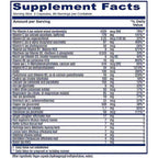 A Supplement Facts label showing a daily value table with nutrients such as Vitamin A, Vitamin D, Calcium, Iron, and Zinc, on a white background.