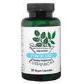 A dark green bottle of Veinoblend dietary supplement by Vitanica, featuring a white label with green leaf graphics and a black cap, set against a plain white background.