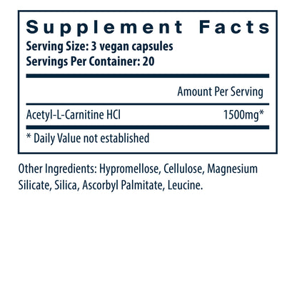 Vital Nutrients Acetyl L-Carnitine 500mg 60vc