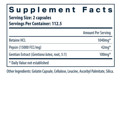 Vital Nutrients Betaine HCL-Pepsin 225c
