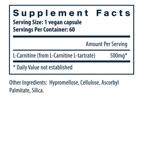 Vital Nutrients Carnitine 500mg 60vc