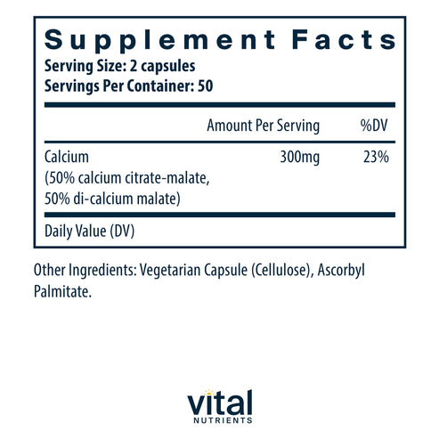 Vital Nutrients Calcium Citrate + Malate 100vc