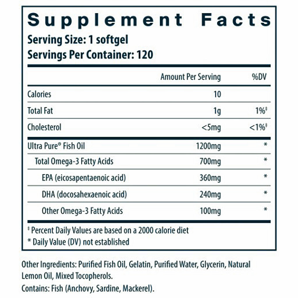 Vital Nutrients Ultra Pure Omega-3 Fish Oil 700 (lemon) 120sg