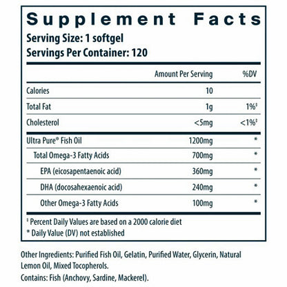 Vital Nutrients Ultra Pure Omega-3 Fish Oil 700 (lemon) 120sg