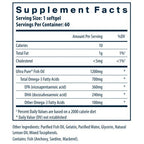 Supplement facts label for Ultra Pure Fish Oil with detailed nutritional information.
