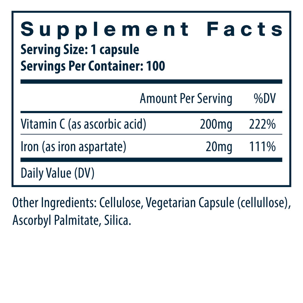 Vital Nutrients Iron Plus C 100vc