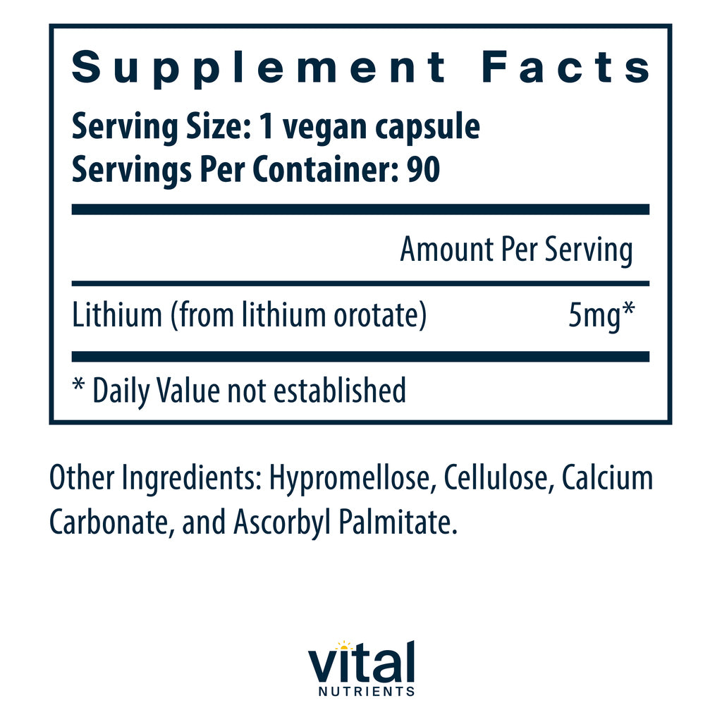 Vital Nutrients Lithium (orotate) 5 mg 90vc