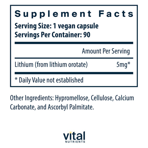 Vital Nutrients Lithium (orotate) 5 mg 90vc