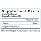 Supplement facts label with L-Theanine content on a white background