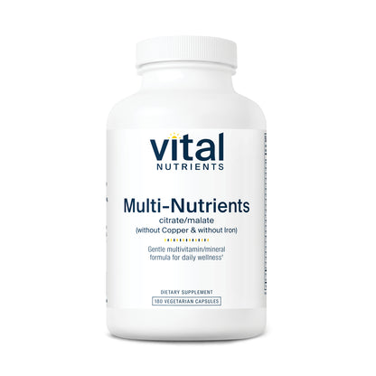 Vital Nutrients Multi-Nutrients Citrate/Malate (without Copper & without Iron) 180vc