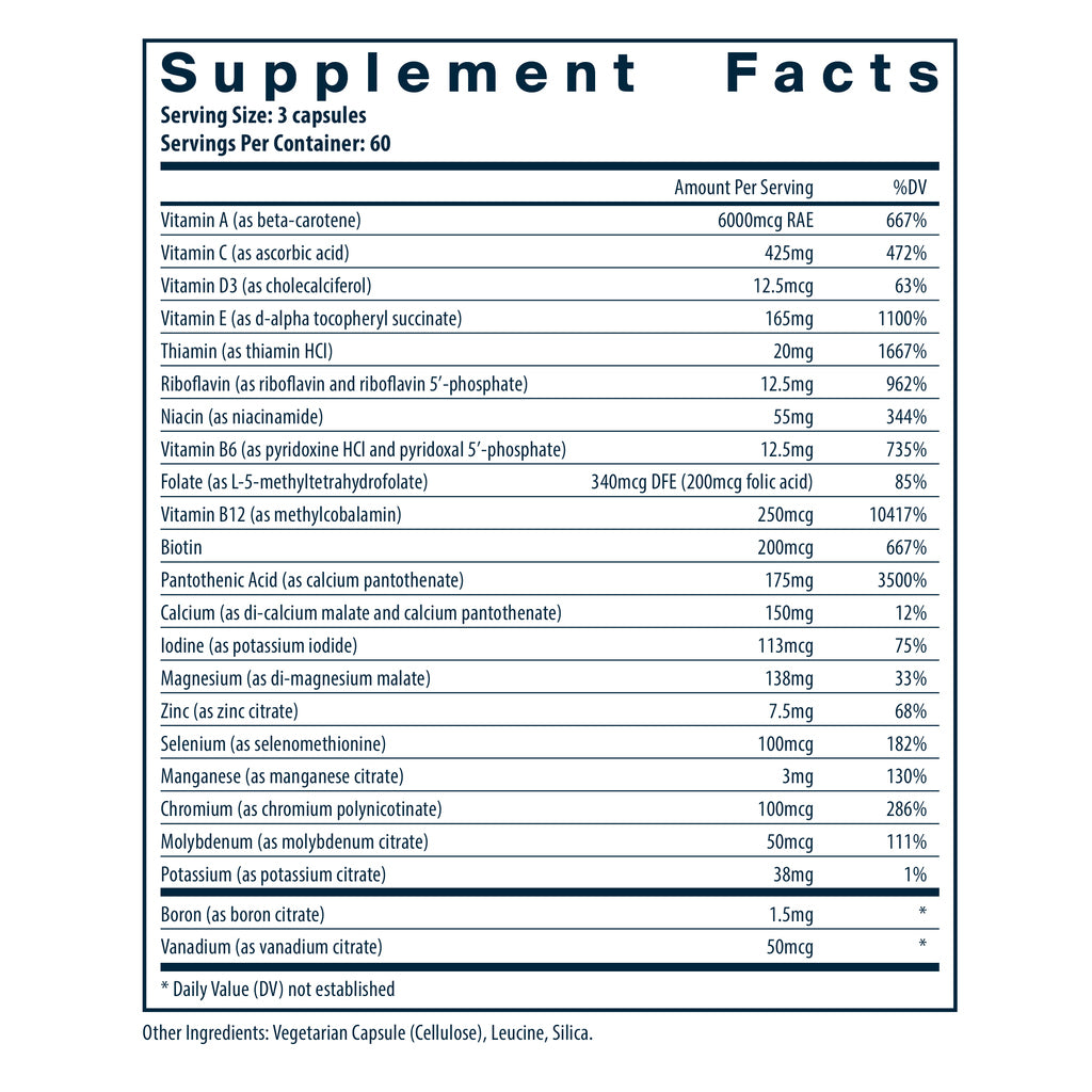 Vital Nutrients Multi-Nutrients 3 citrate/malate (without Copper & without Iron) 180vc