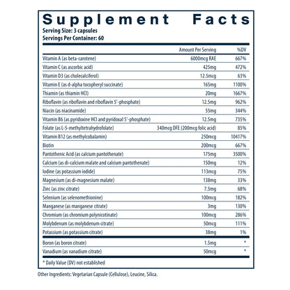 Vital Nutrients Multi-Nutrients Citrate/Malate (without Copper & without Iron) 180vc