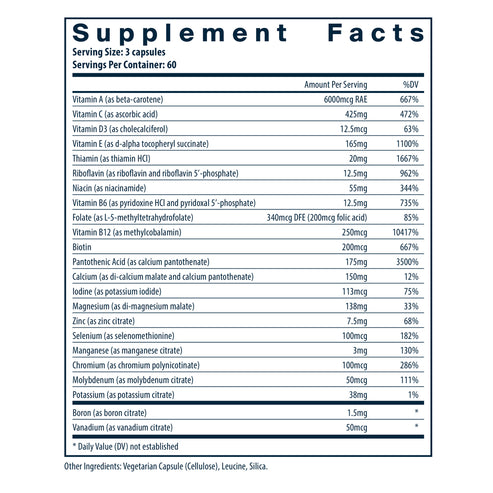 Vital Nutrients Multi-Nutrients Citrate/Malate (without Copper & without Iron) 180vc