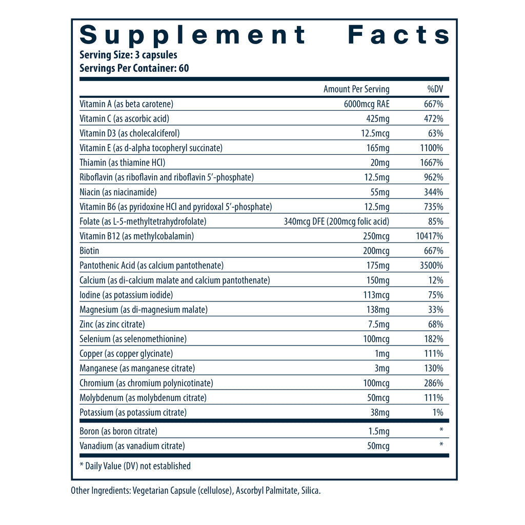 Vital Nutrients Multi-Nutrients (with copper/without Iron) 180vc