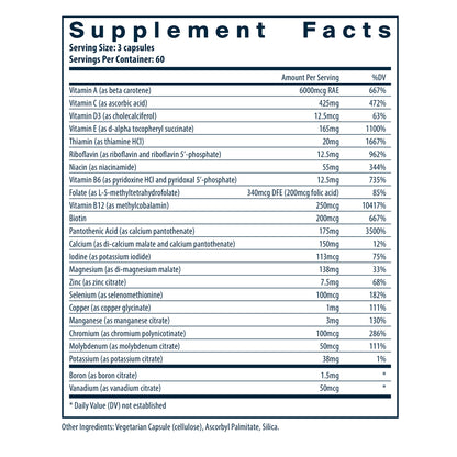 Vital Nutrients Multi-Nutrients (with copper/without Iron) 180vc
