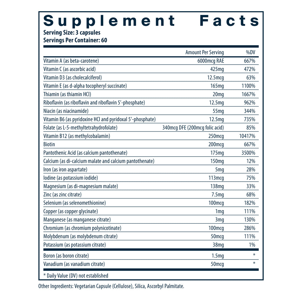 Vital Nutrients Multi-Nutrients 4 (with Copper & Iron) 180vc