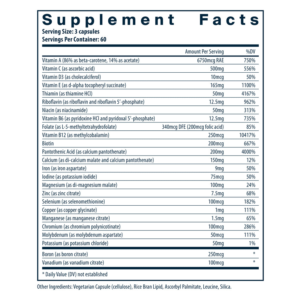 Vital Nutrients Multi-Nutrients 1 (with Iron & Iodine) 180vc