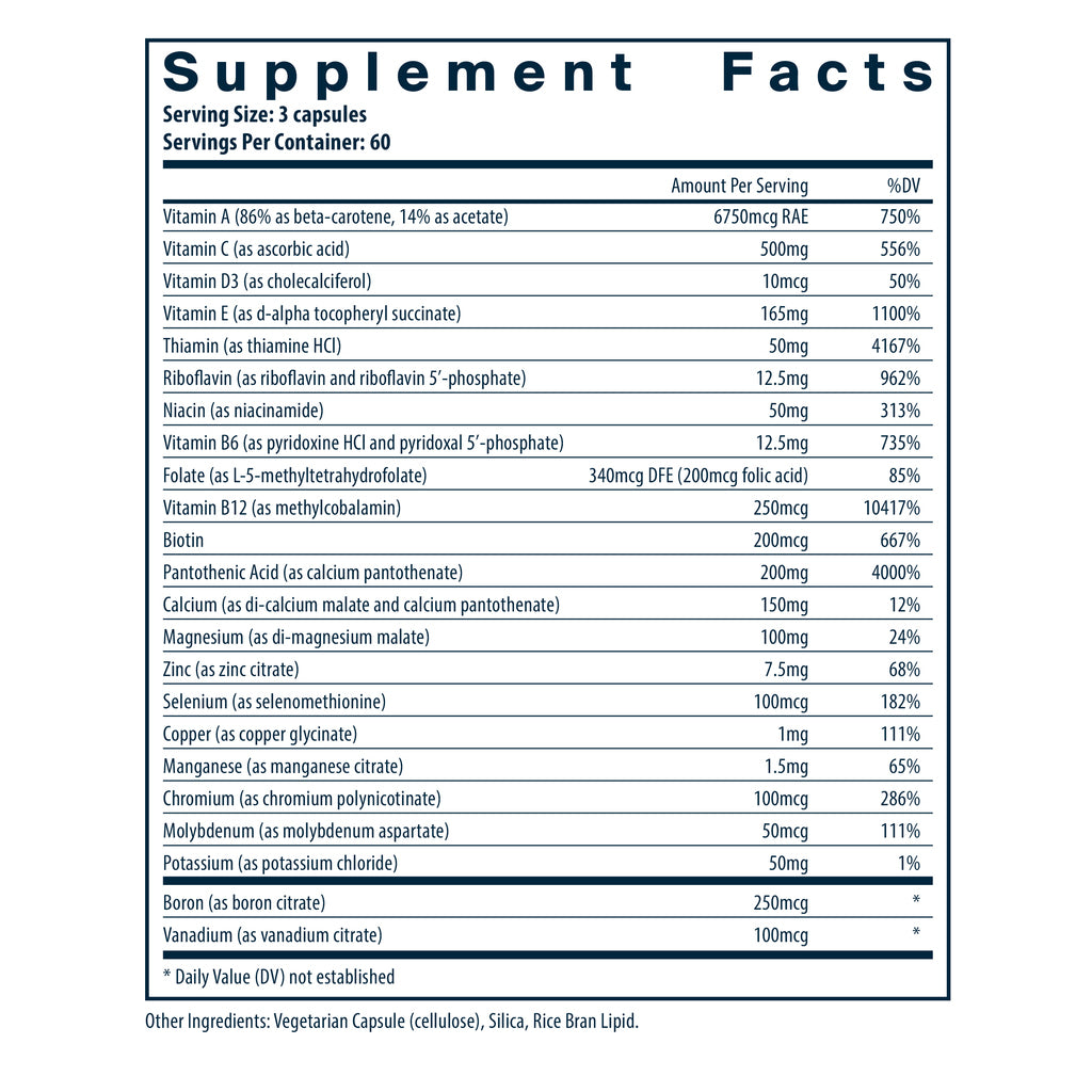 Vital Nutrients Multi-Nutrients (No Iron or Iodine) 180vc
