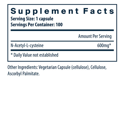 Vital Nutrients NAC (N-Acetyl-l-Cysteine) 600mg 100vc