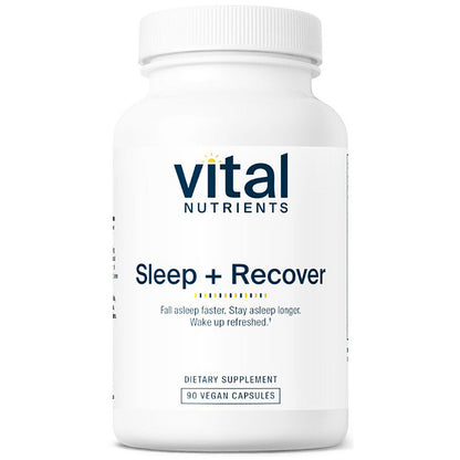 Vital Nutrients Sleep + Recover supplement bottle on a white background