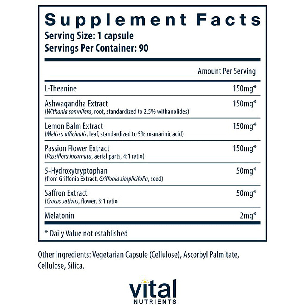 Supplement facts label with various extracts and their amounts per serving, on a white background.