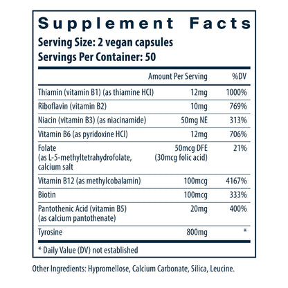 Vital Nutrients Tyrosine and B Vitamins 100vc